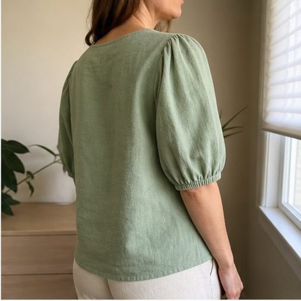 Sage Button Blouse - Picture 3 of 6
